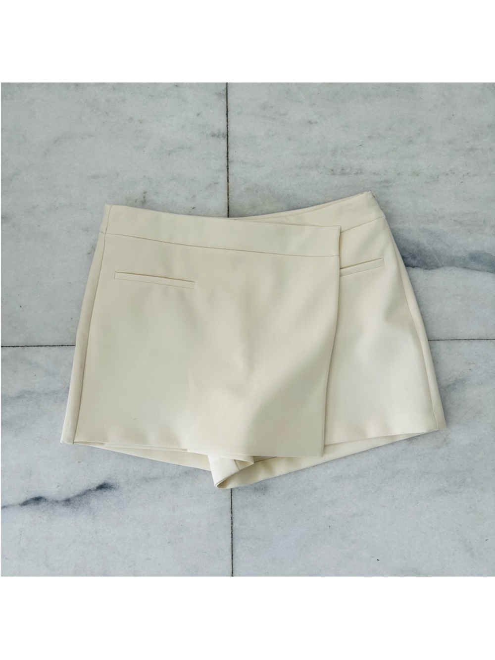 Zara Asymmetric Tailored Skort Ivory Off White - Picture 3 of 11
